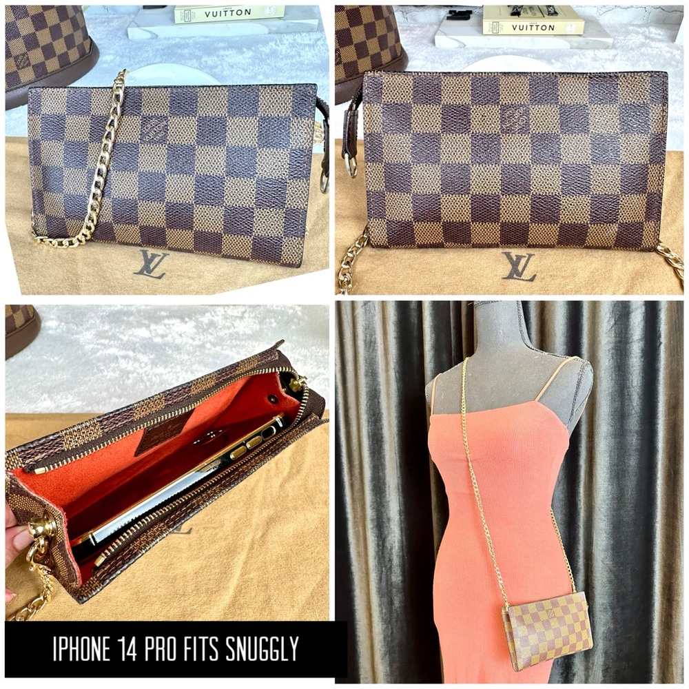Louis Vuitton Marais Bucket Bag PM Damier Ebene & pouch crossbody wristlet NICE! - Picture 13 of 16